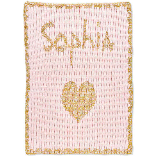 Metallic Single Heart & Scalloped Edge Blanket
